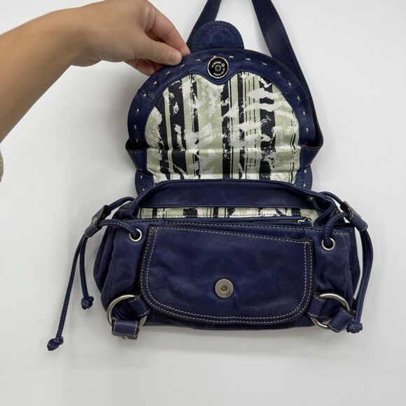 Hype Blue/Purple Leather Buckle Shoulder Bag Y2k Style - Picture 4 of 12